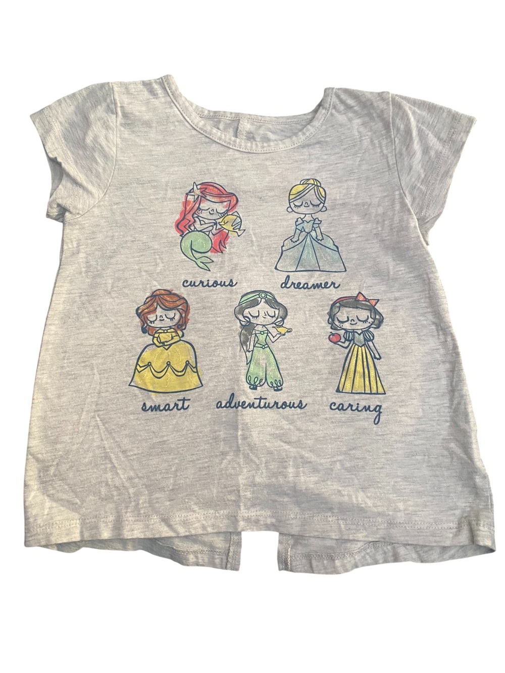 Disney Girls Heather Gray Graphic Princesses Short Sleeve Tee Size 5T